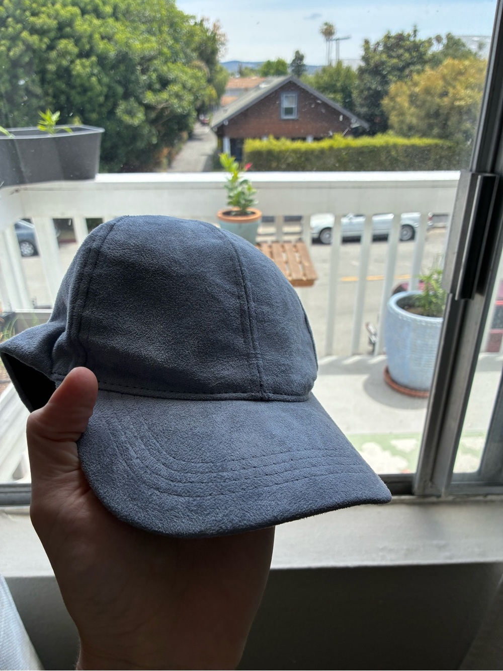 Atmosphere Light Blue Suede-Look Baseball Cap